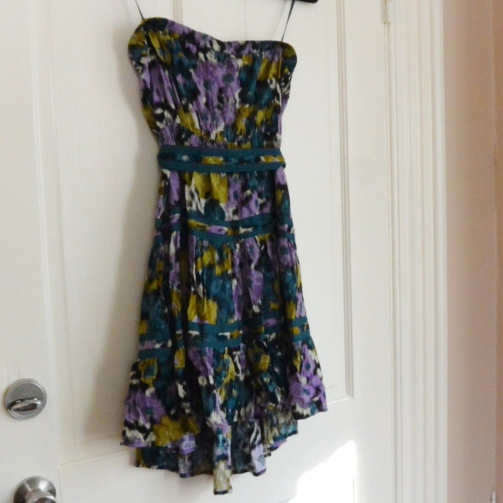 ELLE Boho Patterned Strapless Mini Dress, XS-S